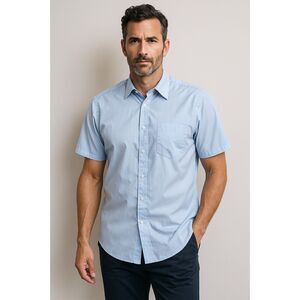 Christian Dior Monsieur Blue Short Sleeve Button Down Pocket Shirt   Men Size 17